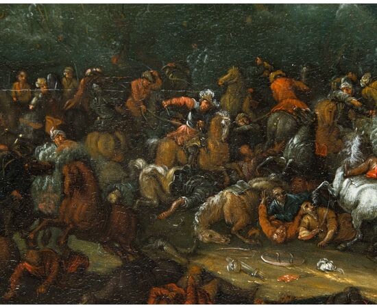 Karl Breydel, detto Il cavaliere di Anversa (Anversa, 1678-1733), Scena di battaglia tra cristiani e turchi 