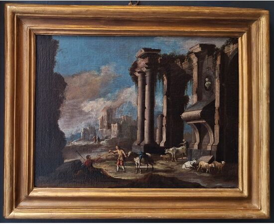Coppia di capricci architettonici