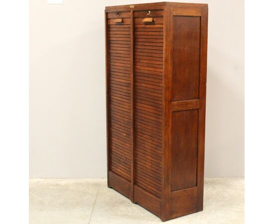 Antico classificatore archivio schedario serranda in rovere