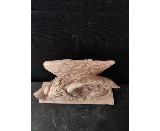Maestosa scultura - Leone di San Marco - marmo nembro rosa - H 30 cm