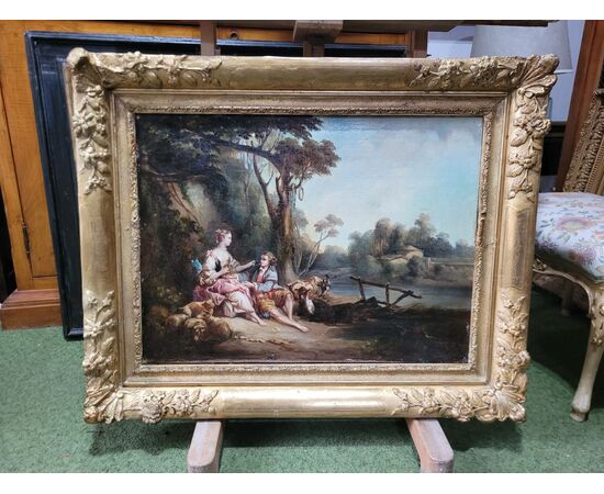 Coppia dipinti Scena Galante Francois Boucher Sec. XIX