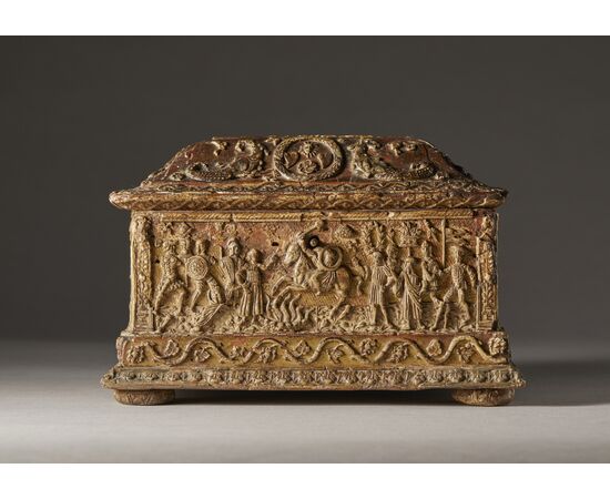Bottega dei temi morali e amorosi - Cofanetto in pastiglia istoriata e dorata