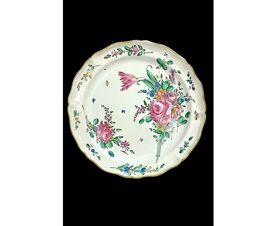 Grande piatto in maiolica alla’rosa’.Casali e Callegari.Pesaro.