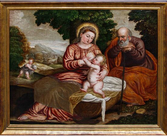 Polidoro de Renzi detto Polidoro da Lanciano (Lanciano, 1515 - Venezia, 1565) (attr.), Sacra Famiglia con San Giovannino