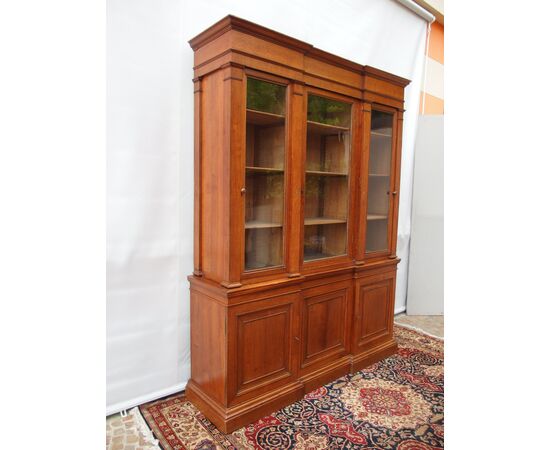 LIBRERIA A TRE PORTE IN ROVERE EPOCA 800 RESTAURATA  cm L192xP51xH252
