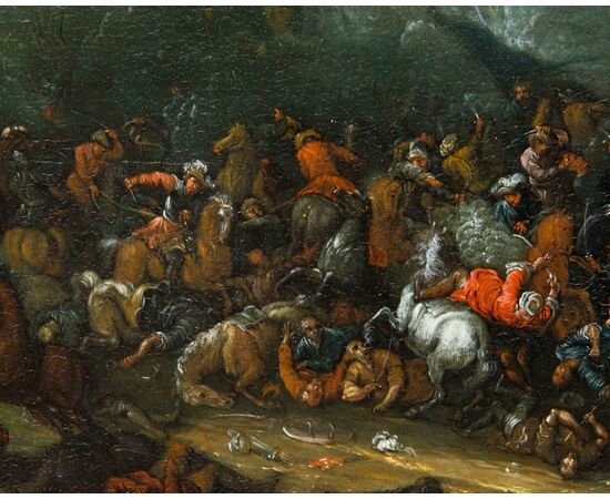Karl Breydel, detto Il cavaliere di Anversa (Anversa, 1678-1733), Scena di battaglia tra cristiani e turchi 