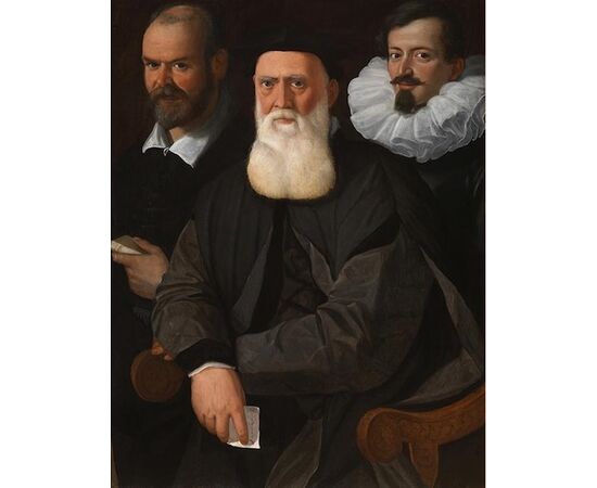 Santi di Tito (Sansepolcro 1536 - Firenze 1603), Ritratto di nobildonna, a mezzo busto, con libro in mano
