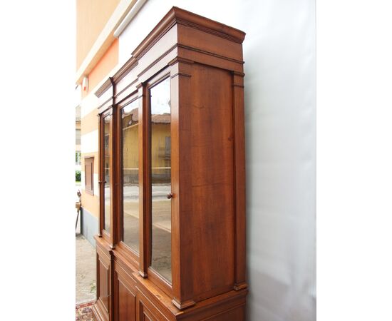 LIBRERIA A TRE PORTE IN ROVERE EPOCA 800 RESTAURATA  cm L192xP51xH252