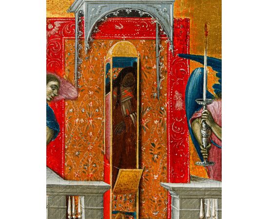 XVIII Secolo, Scuola russa, Icona raffigurante le reliquie di San Spiridione di Trimitonte conservate nel tempio di Kerkyra 