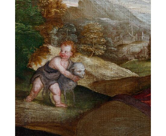 Polidoro de Renzi detto Polidoro da Lanciano (Lanciano, 1515 - Venezia, 1565) (attr.), Sacra Famiglia con San Giovannino