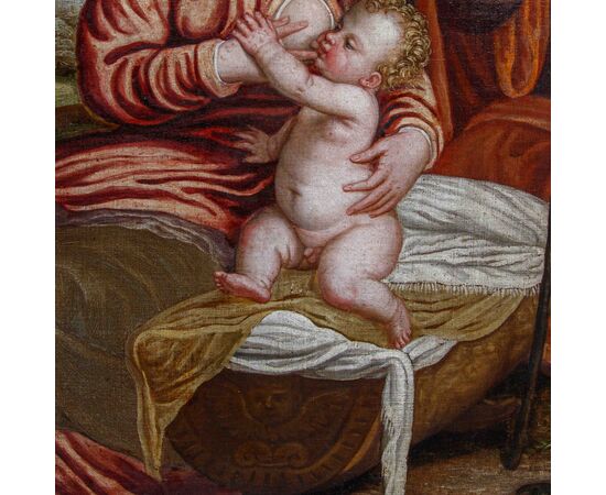 Polidoro de Renzi detto Polidoro da Lanciano (Lanciano, 1515 - Venezia, 1565) (attr.), Sacra Famiglia con San Giovannino