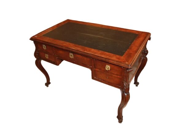 Scrivania Francese Stile Luigi XV in Legno di Mogano