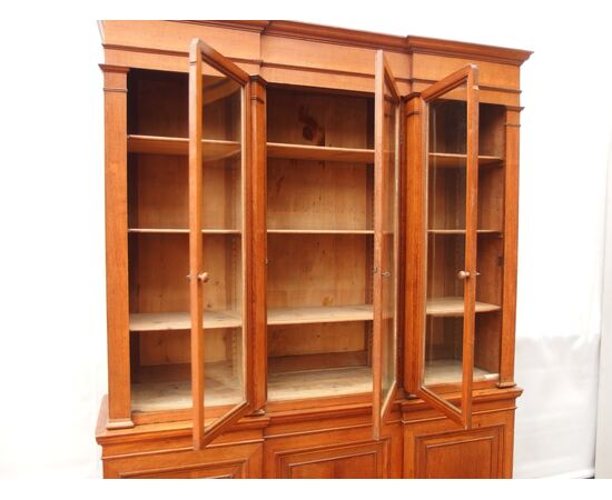 LIBRERIA A TRE PORTE IN ROVERE EPOCA 800 RESTAURATA  cm L192xP51xH252