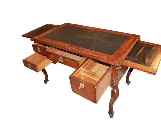 Scrivania Francese Stile Luigi XV in Legno di Mogano