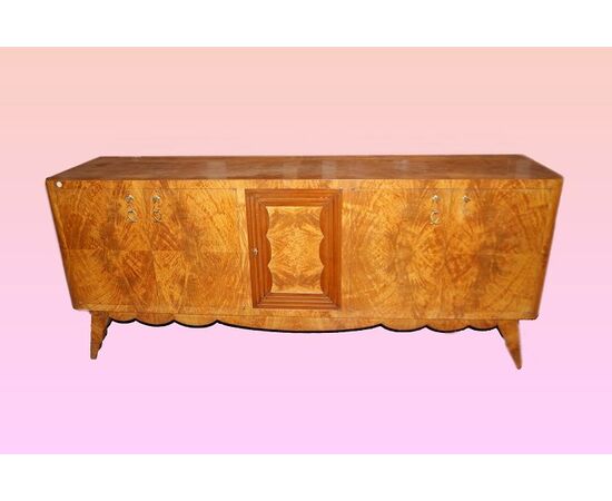 Credenza italiana stile Decò in betulla della prima metà del 1900