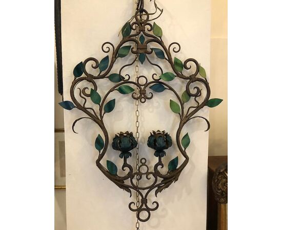 Coppia di lampadari in ferro forgiato