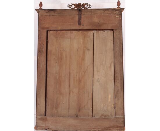 Specchiera italiana stile Carlo X del 1800 in legno ciliegio riccamente intarsiata