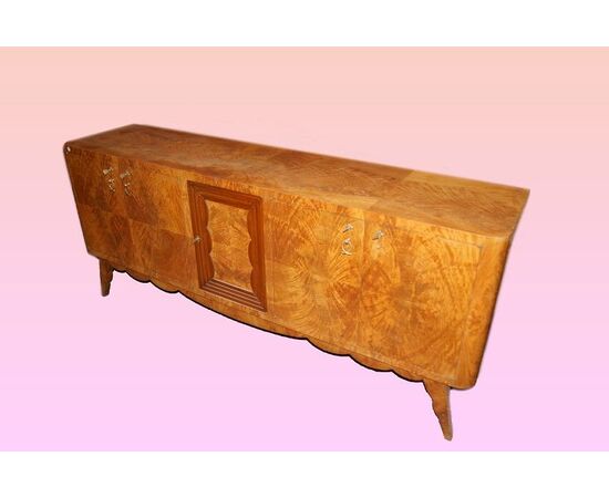 Credenza italiana stile Decò in betulla della prima metà del 1900