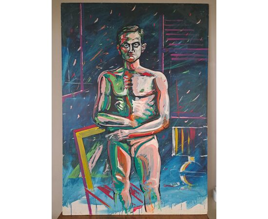 Ritratto maschile, grande dipinto a olio 