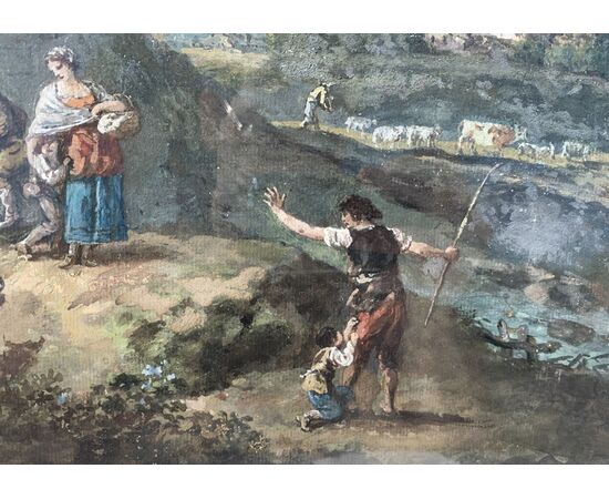 Francesco Zuccarelli (Pitigliano 1702 - Firenze 1788) - Paesaggio fluviale con pastori e armenti.