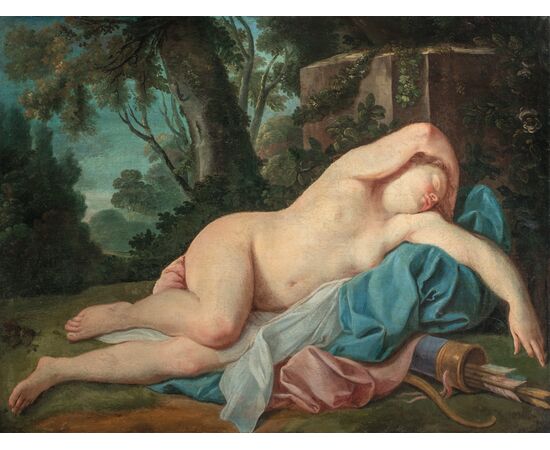 Maestro francese (XVIII sec.) - Diana addormentata.