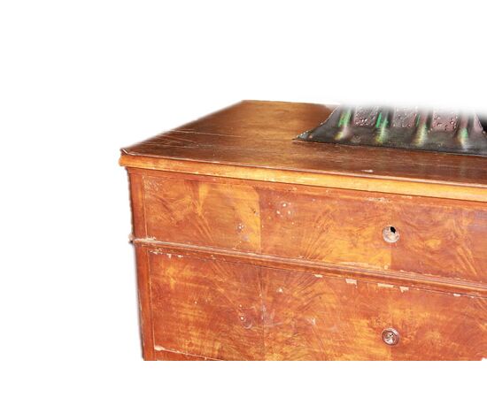 Cassettone Luigi Filippo in noce del 1800 a 4 cassetti