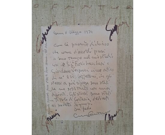 Fantuzzi , olio su tela con dedica ed autentica