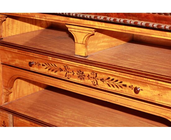 Secretaire stile Carlo X in Piuma di Mogano Francese del 1800 con Marmo