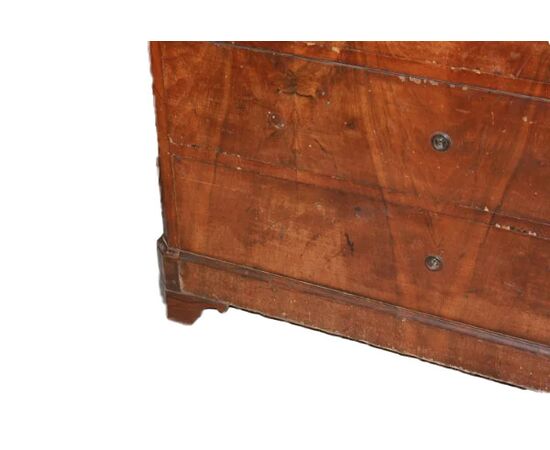Cassettone Luigi Filippo in noce del 1800 a 4 cassetti