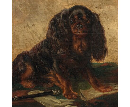 Pittore inglese (XIX sec.) - King Charles Cavalier Spaniel dog.
