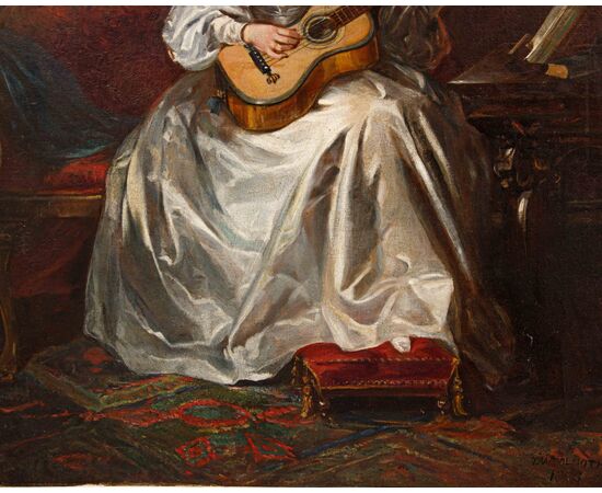 Thomas Alfred Woolnoth (Regno Unito, 1785-1857), Fanciulla che suona la chitarra