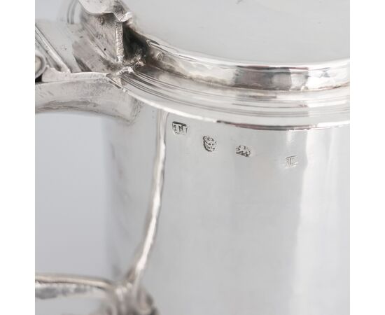 Tankard in argento sterling Carlo II, argentiere TL, Londra, 1674