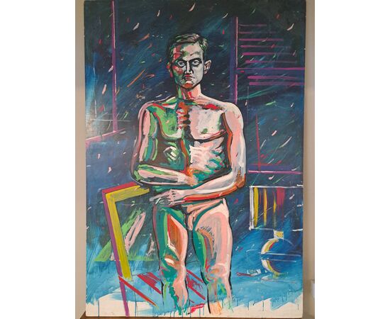 Ritratto maschile, grande dipinto a olio 