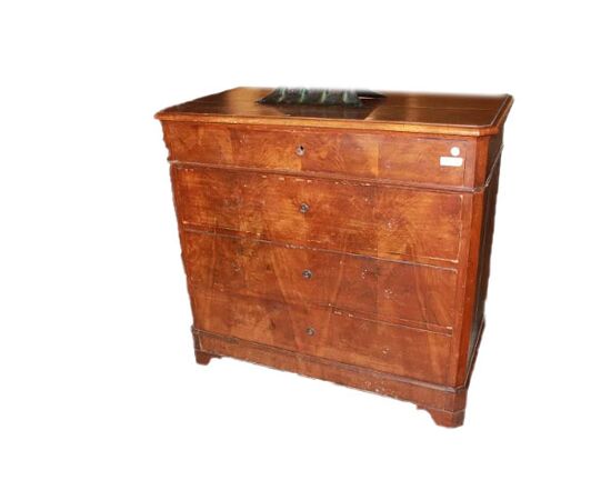 Cassettone Luigi Filippo in noce del 1800 a 4 cassetti