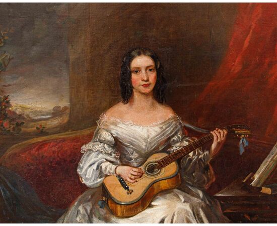 Thomas Alfred Woolnoth (Regno Unito, 1785-1857), Fanciulla che suona la chitarra