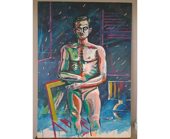 Ritratto maschile, grande dipinto a olio 