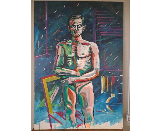 Ritratto maschile, grande dipinto a olio 