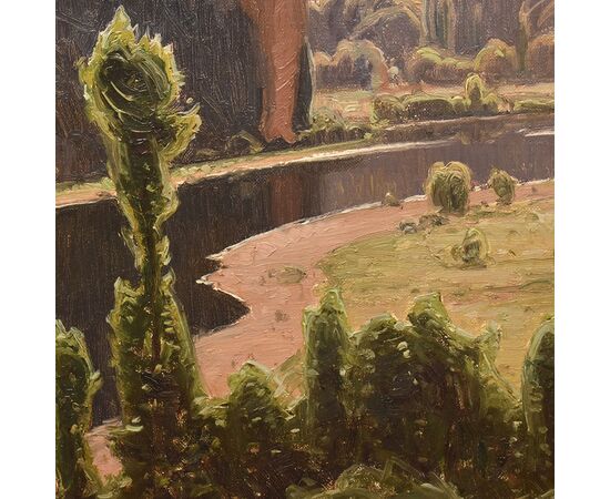 DIPINTI ANTICHI PAESAGGI E FIUME, VALLE DI CORREZE, DIDIER POUGET, OLIO SU TELA, INIZIO XX. (QP657)   