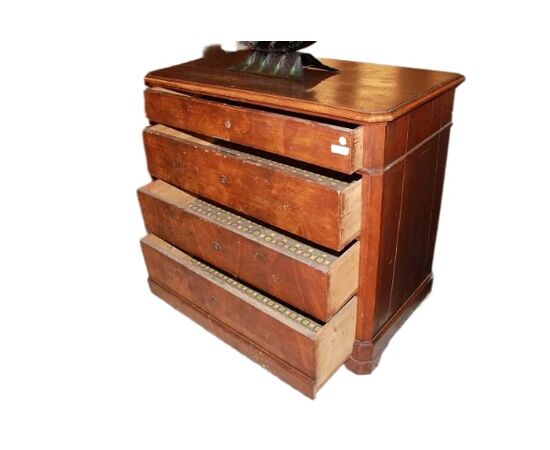 Cassettone Luigi Filippo in noce del 1800 a 4 cassetti