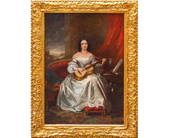 Thomas Alfred Woolnoth (Regno Unito, 1785-1857), Fanciulla che suona la chitarra