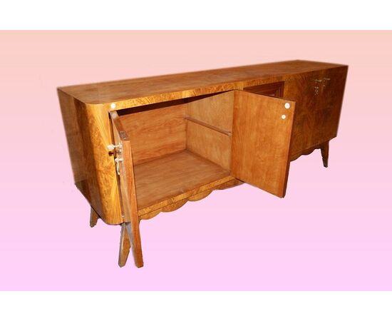 Credenza italiana stile Decò in betulla della prima metà del 1900