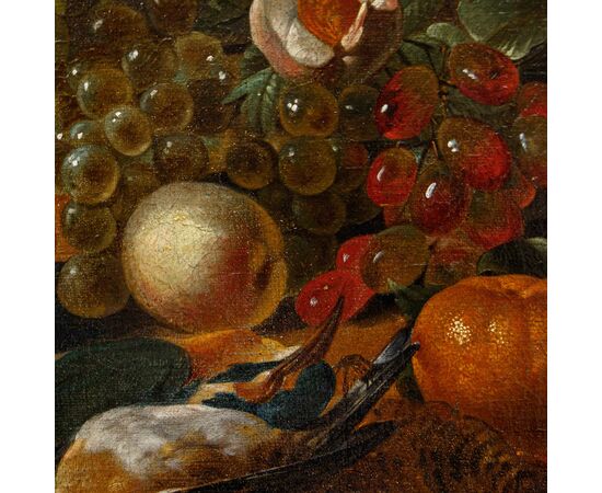 Carstian Luyckx (1627-1675 circa), Natura morta con pappagallo, scimmia e personaggio dietro la finestra
