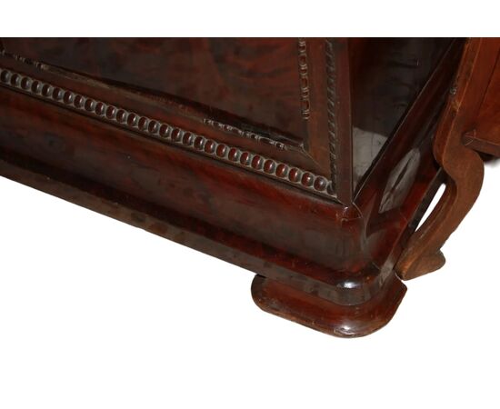 Secretaire stile Carlo X in Piuma di Mogano Francese del 1800 con Marmo
