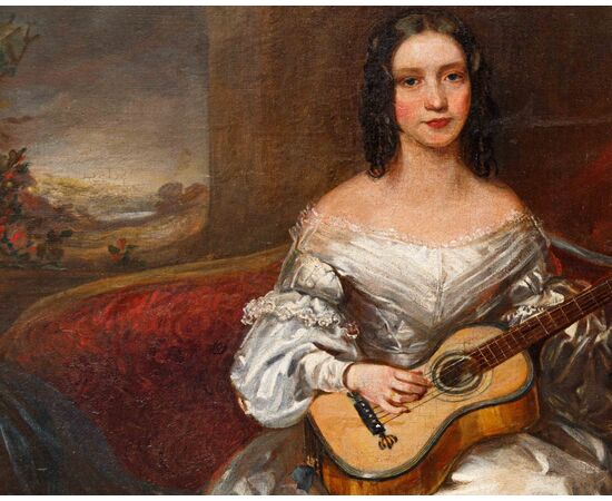 Thomas Alfred Woolnoth (Regno Unito, 1785-1857), Fanciulla che suona la chitarra