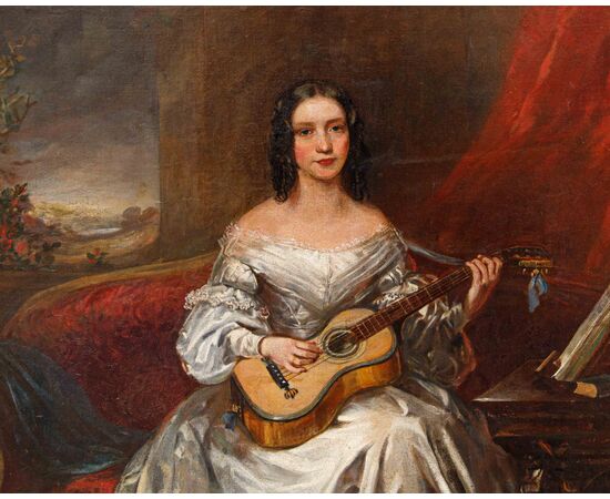 Thomas Alfred Woolnoth (Regno Unito, 1785-1857), Fanciulla che suona la chitarra