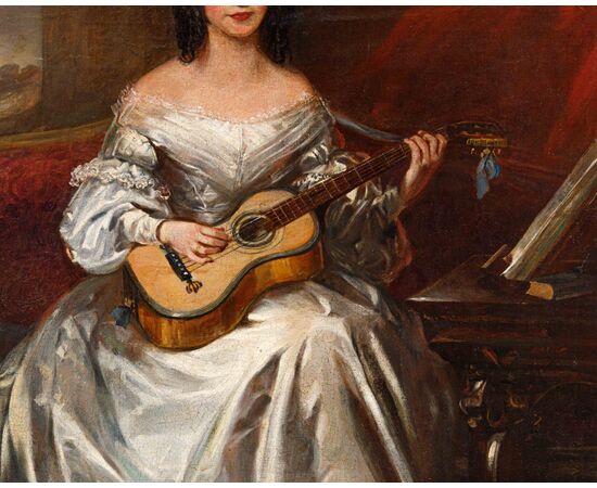 Thomas Alfred Woolnoth (Regno Unito, 1785-1857), Fanciulla che suona la chitarra