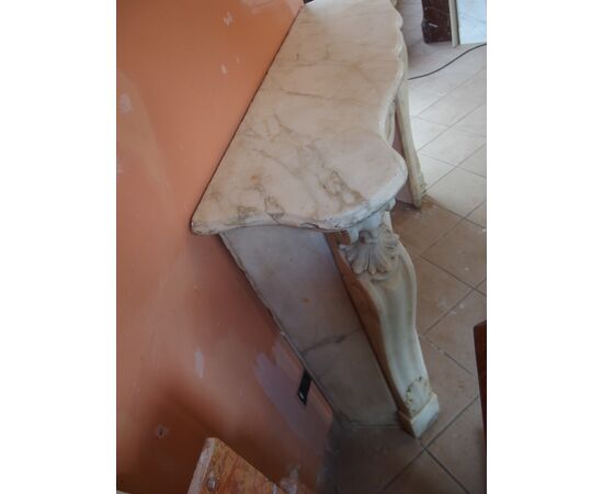 CAMINO IN MARMO BIANCO CARRARA STATUARIO SCOLPITO STILE LUIGI XV FRANCIA  cm L143xP40,5xH104