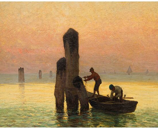 Achille Vertunni (1826 - 1897), Pescatori all'alba
