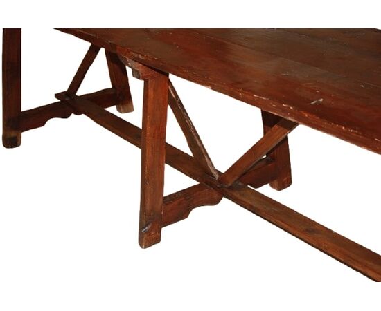 Grande Tavolo fratino italiano di inizio 1700 3 metri in legno di noce