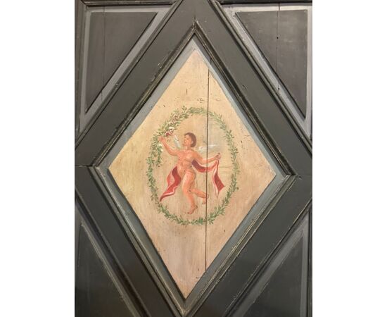 PTS808 - N. 2 porte in legno laccato, epoca '700, provenienza Genova, misure cm L 106 x H 228